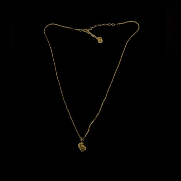 SOLD DIOR RARE VINTAGE GOLD RHINESTONE MINI CD LOGO CHARM ADJUSTABLE NECKLACE - Picture 6 of 15